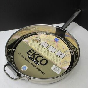 EKCO Eterna 12" Stainless Steel Skillet Frying Pan with Stay-Cool Handle NEW